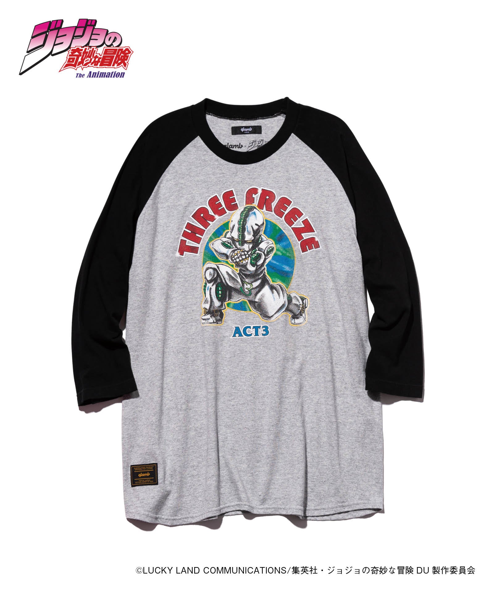 JOJO x glamb エコーズACT3 ラグランTシャツ ACT3 Freeze Raglan T ジョジョ 広瀬康一