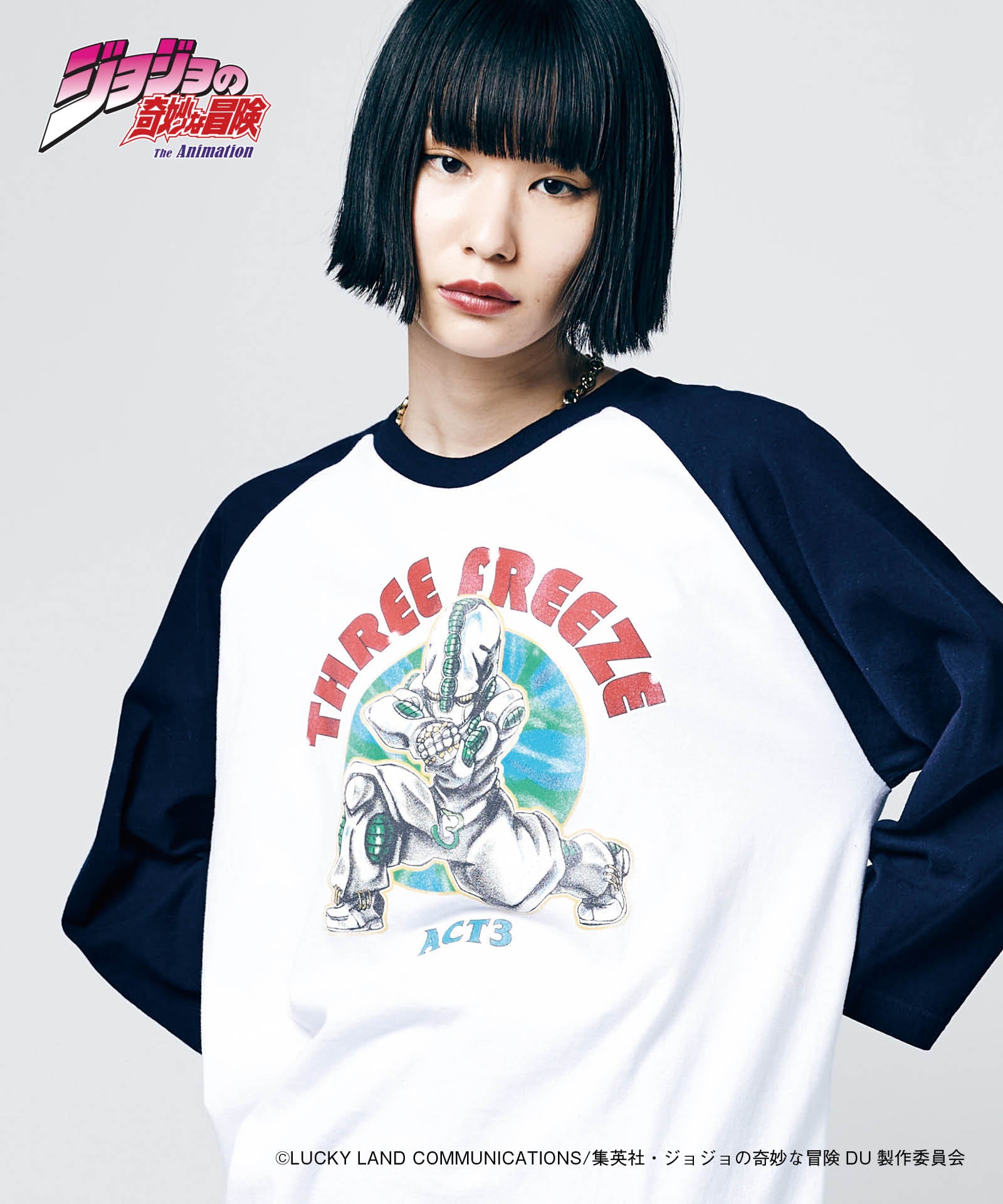 JOJO x glamb エコーズACT3 ラグランTシャツ ACT3 Freeze Raglan T ジョジョ 広瀬康一