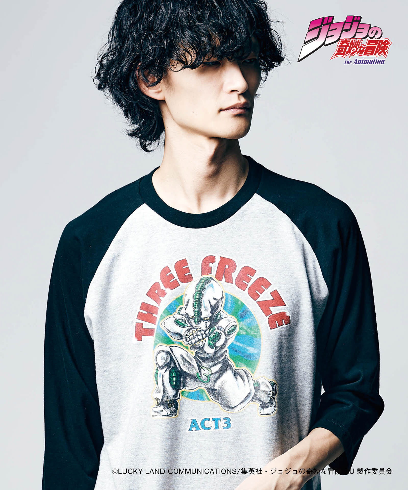 JOJO x glamb エコーズACT3 ラグランTシャツ ACT3 Freeze Raglan T ジョジョ 広瀬康一