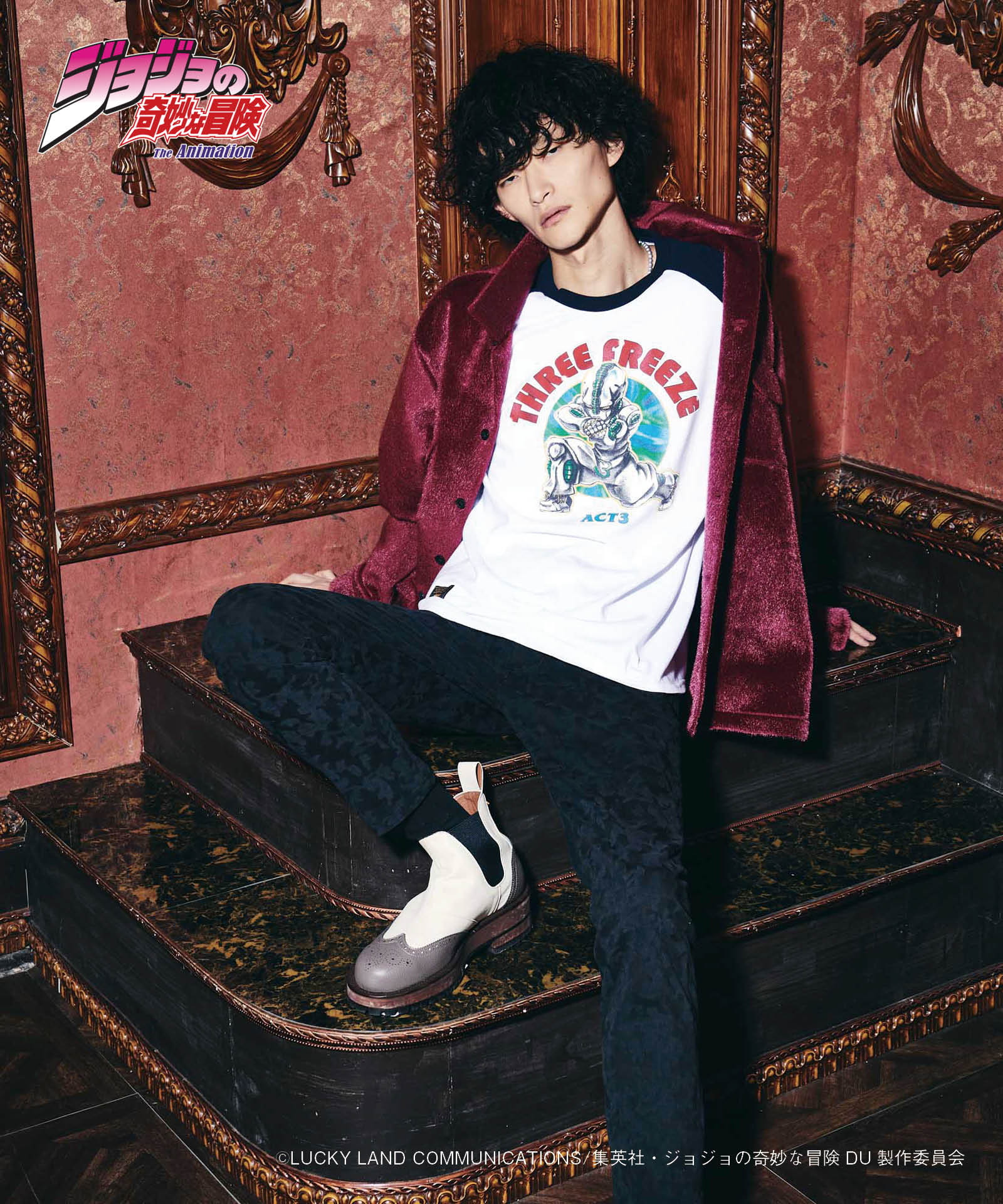 JOJO x glamb エコーズACT3 ラグランTシャツ ACT3 Freeze Raglan T ジョジョ 広瀬康一