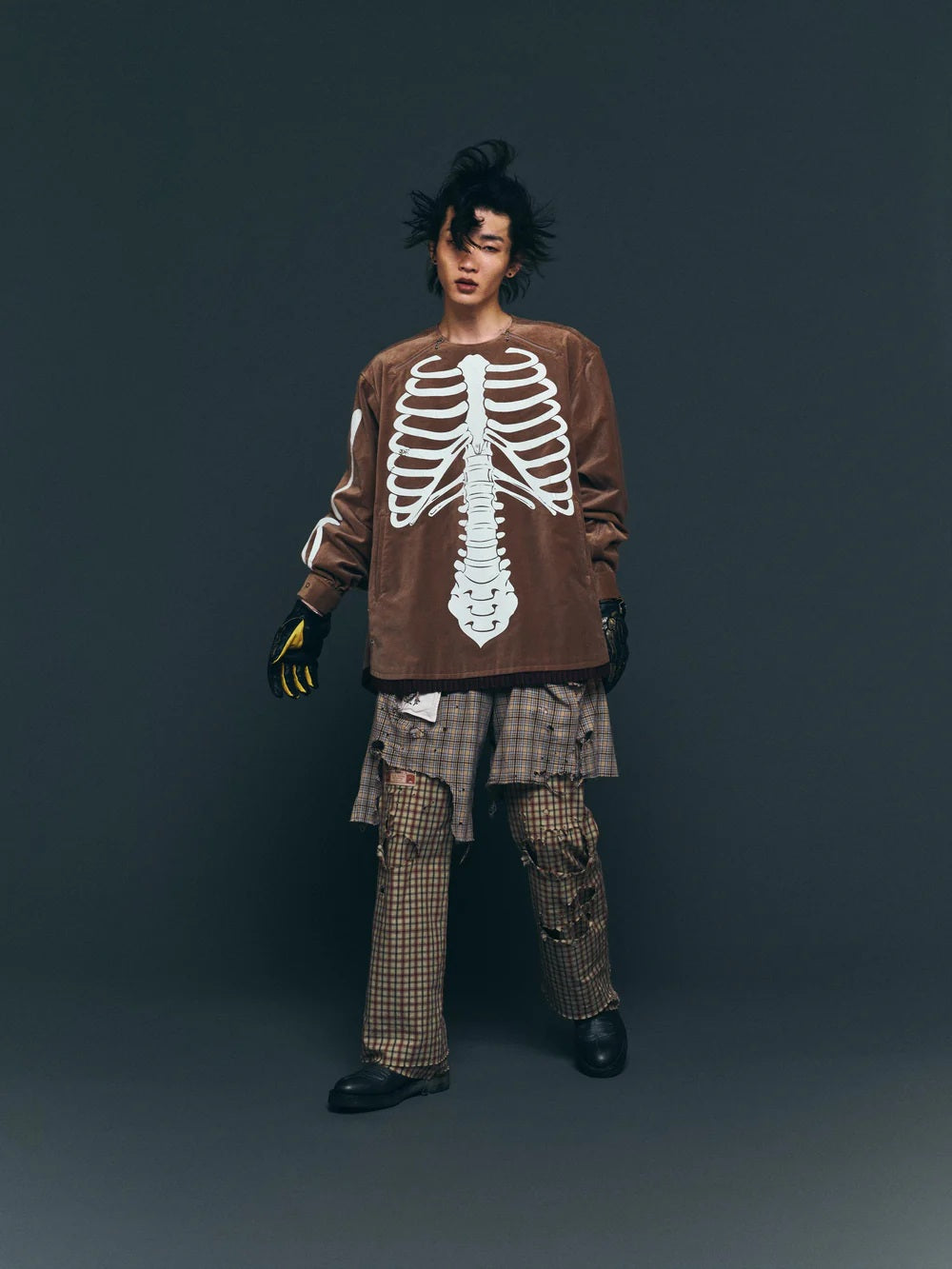 SEVESKIG セヴシグ Bone Velvet Pullover Shirt ベルベット プルオーバーシャツ