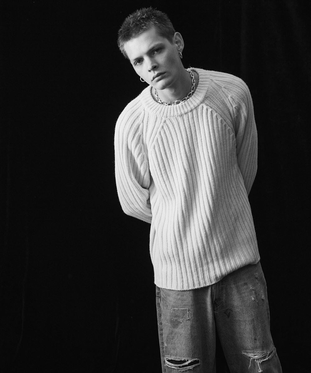 Blue Noise Low Gauge Rib Knit / ブルーノイズローゲージリブニット glamb グラム