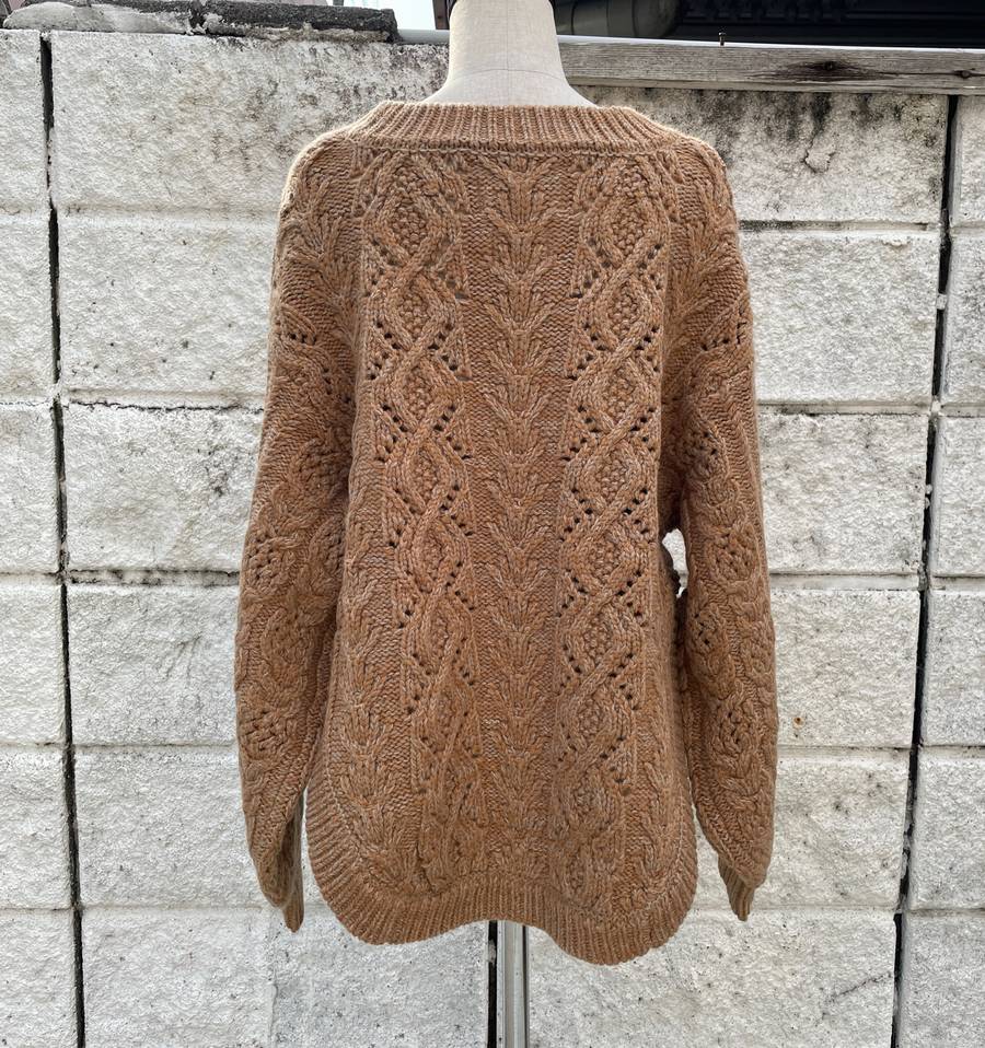 SALE/セール (un)decided アンディサイデッド Cable-knit sweater Ver, Fringe Corn ケーブルニット