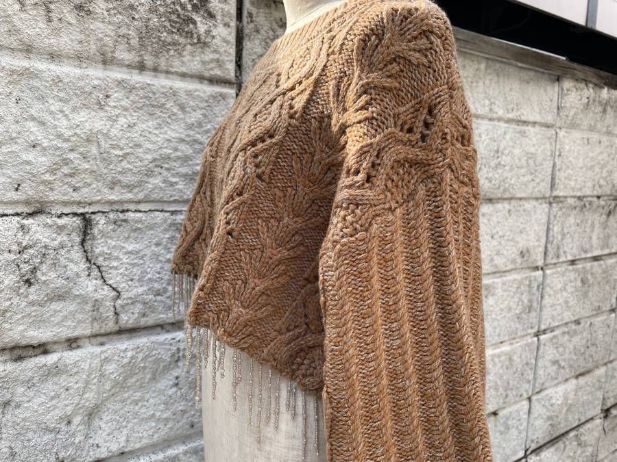 SALE/セール (un)decided アンディサイデッド Cable-knit sweater Ver, Fringe Corn ケーブルニット
