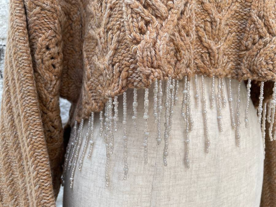 SALE/セール (un)decided アンディサイデッド Cable-knit sweater Ver, Fringe Corn ケーブルニット