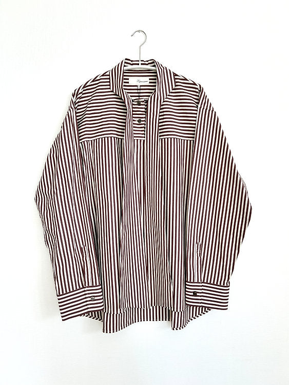 t.yamai paris ティ ヤマイ パリ オーガニックコットンストライプボーカラーブラウス