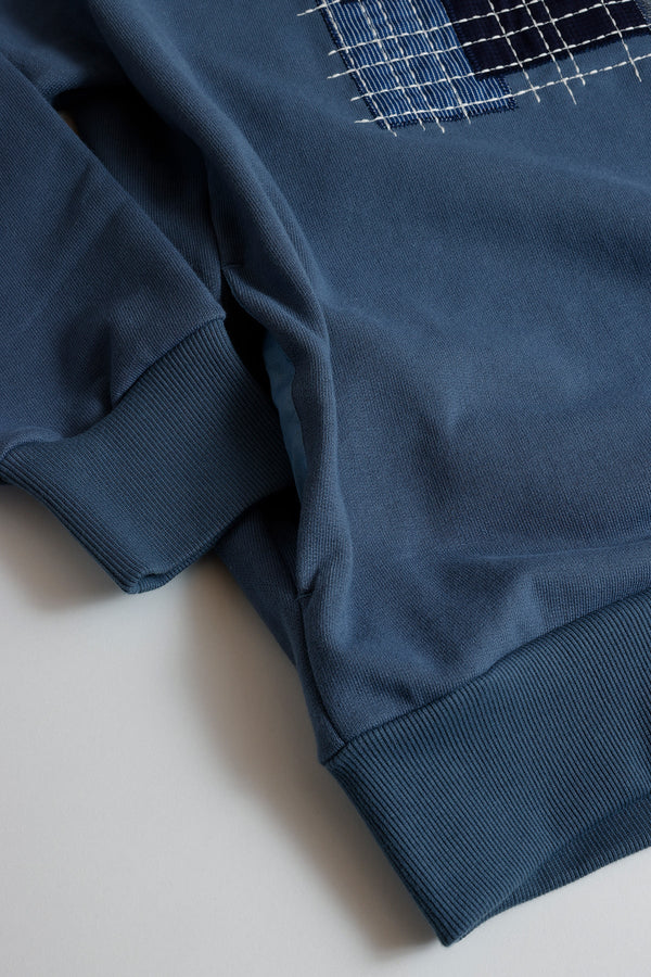 FDMTL ファンダメンタル BORO EMBROIDERED SWEAT SHIRT (NAVY)