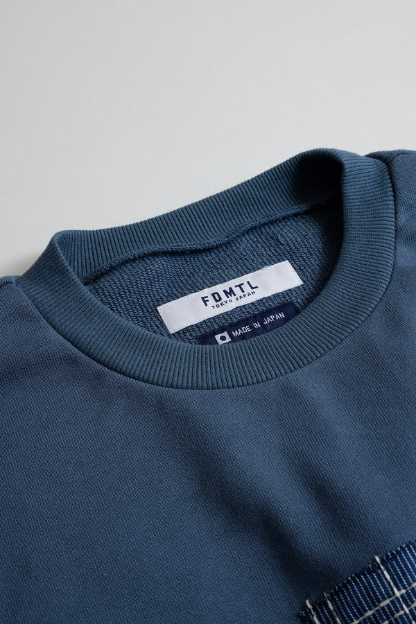 FDMTL ファンダメンタル BORO EMBROIDERED SWEAT SHIRT (NAVY)
