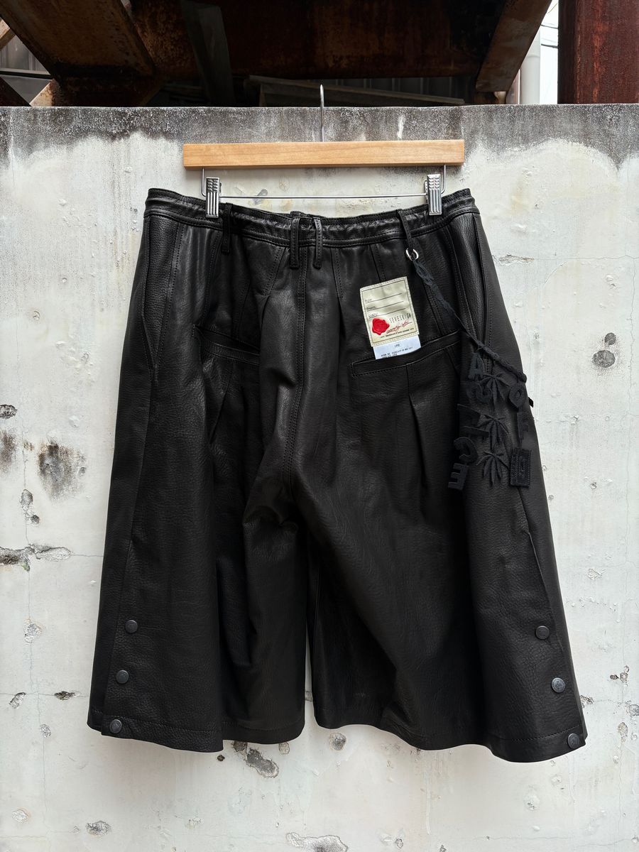 SEVESKIG セヴシグ Track Cow Leather Shorts トラック レザー ショートパンツ