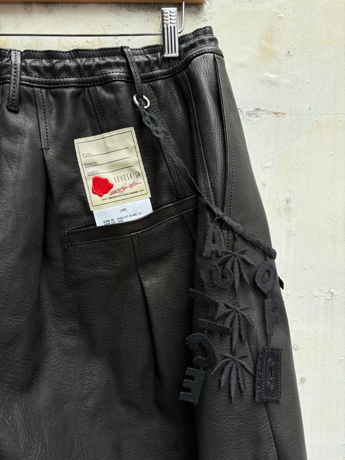 SEVESKIG セヴシグ Track Cow Leather Shorts トラック レザー ショートパンツ