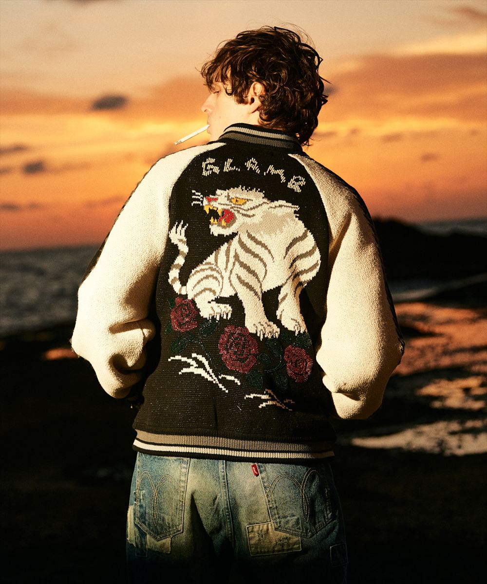 White Tiger Knit Ska Jumper / ホワイトタイガーニットスカジャンパー glamb グラム