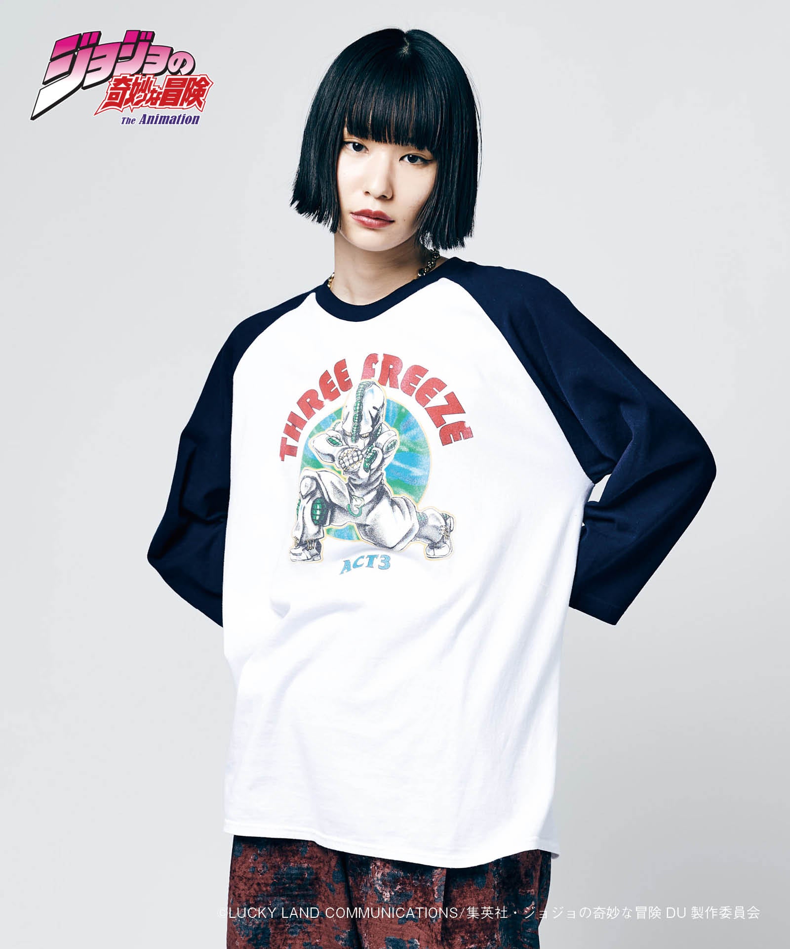 JOJO x glamb エコーズACT3 ラグランTシャツ ACT3 Freeze Raglan T ジョジョ 広瀬康一