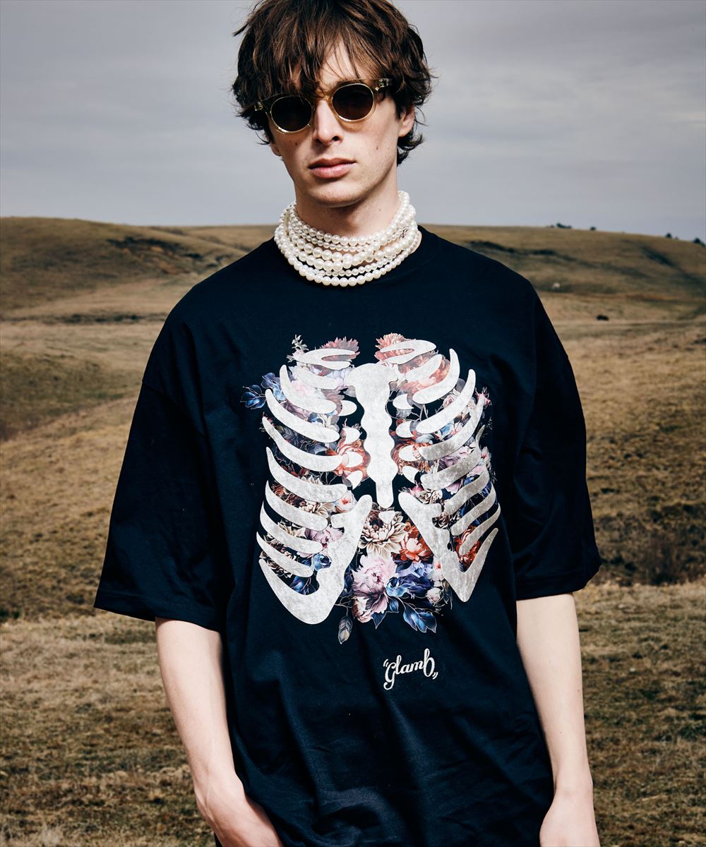 glamb グラム Skelton Flower T-Shirt スケルトンフラワーTシャツ 特別価格