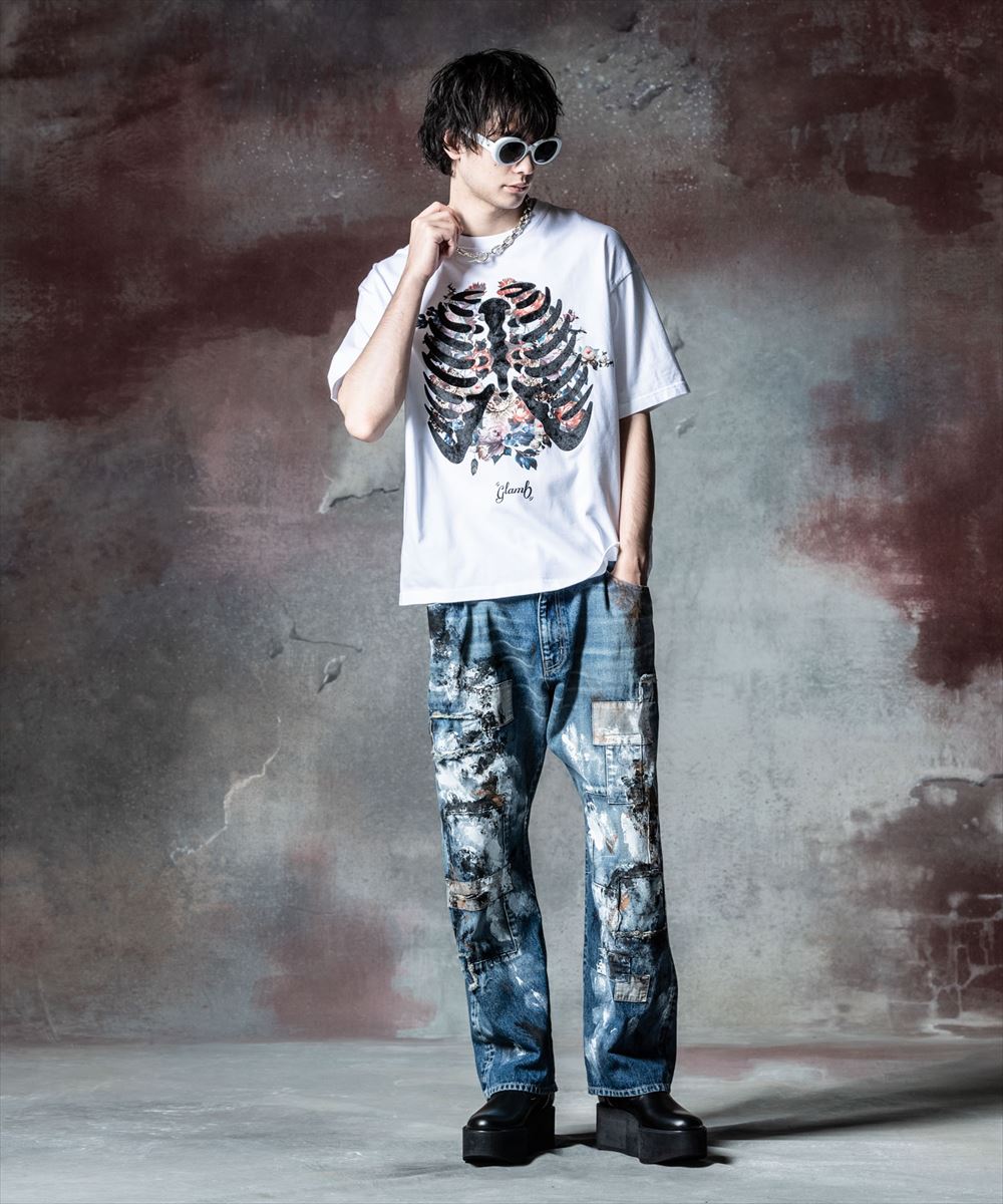 glamb グラム Skelton Flower T-Shirt スケルトンフラワーTシャツ 特別価格