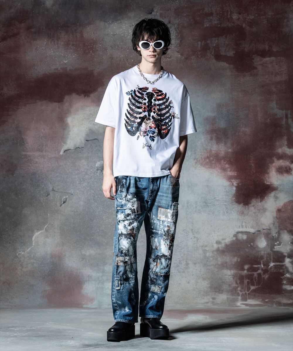 glamb グラム Skelton Flower T-Shirt スケルトンフラワーTシャツ 特別価格