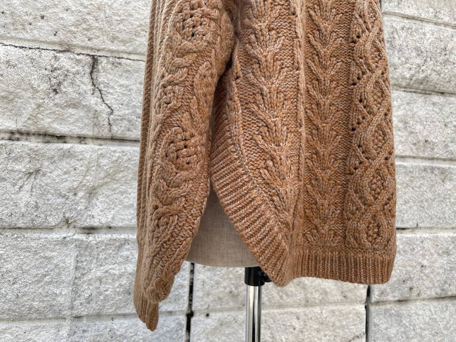 SALE/セール (un)decided アンディサイデッド Cable-knit sweater Ver, Fringe Corn ケーブルニット