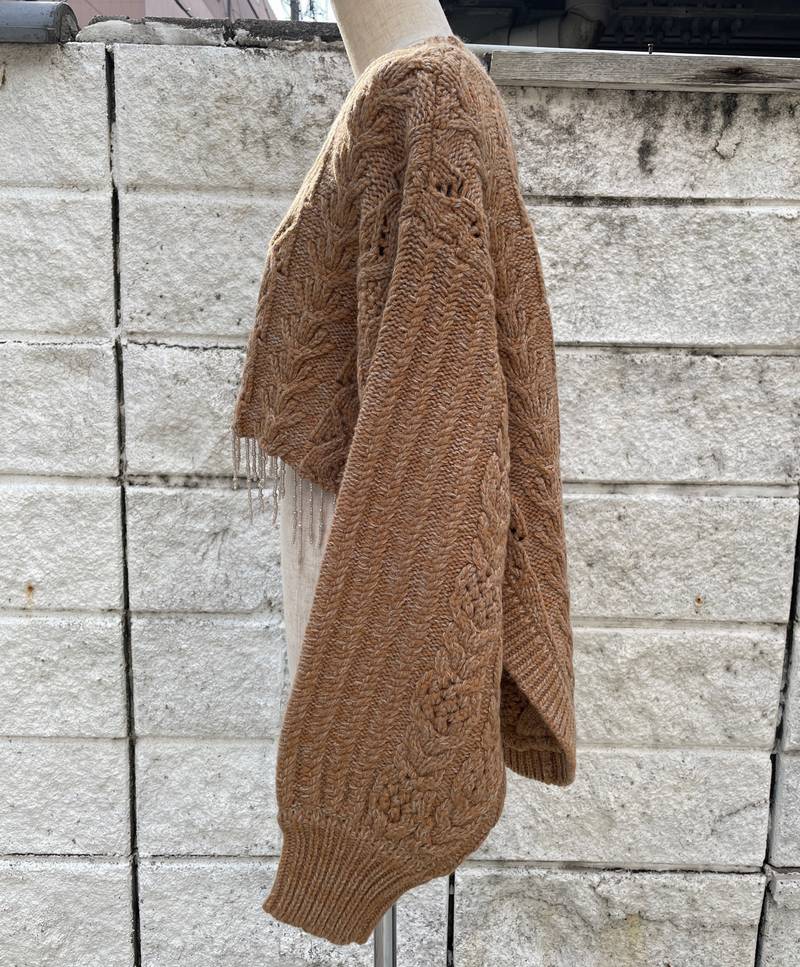 SALE/セール (un)decided アンディサイデッド Cable-knit sweater Ver, Fringe Corn ケーブルニット