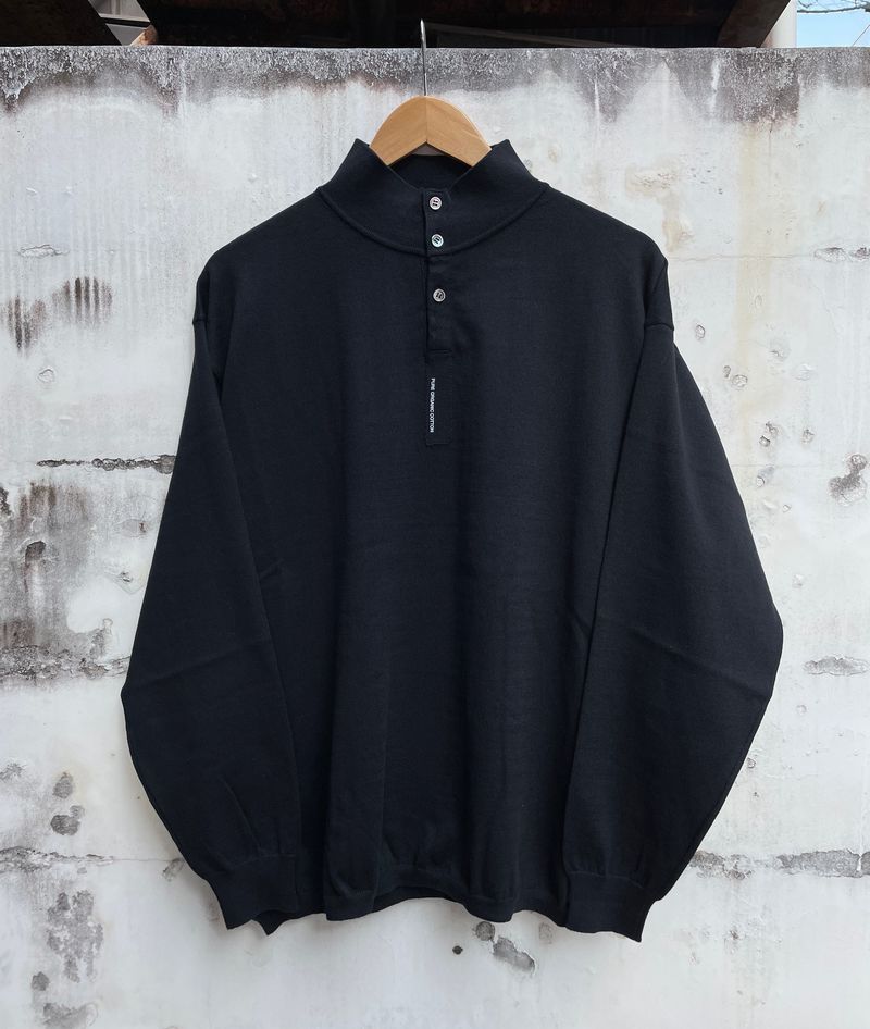 SALE/セール THE NERDYS / ザ ナーディーズ Organic Cotton Stand collar L/S Polo Shirt スタンドポロシャツ ロングスリーブ
