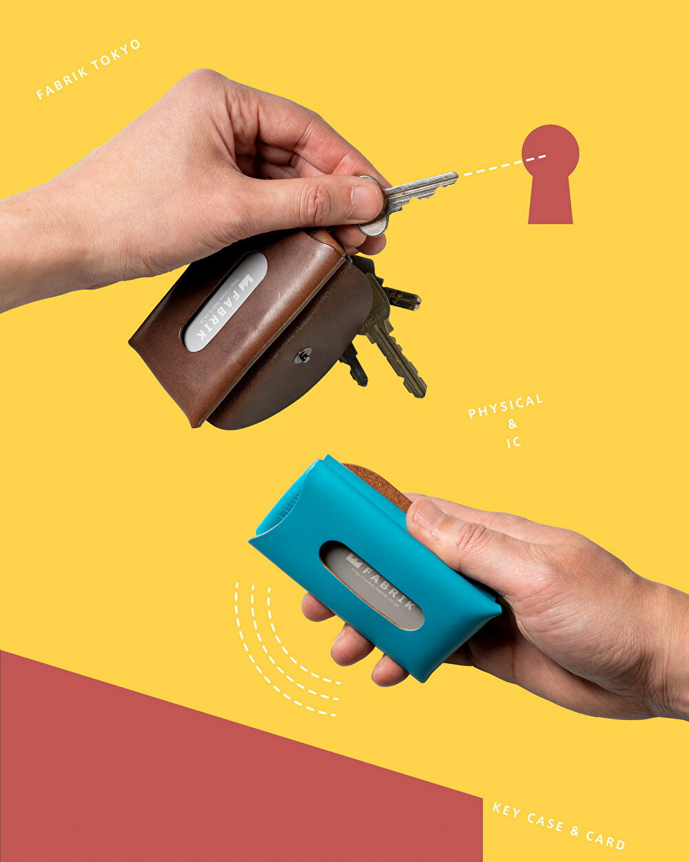 【即納】FABRIK ファブリック：KEY CASE＆CARD/カードも入るレザーキーケース