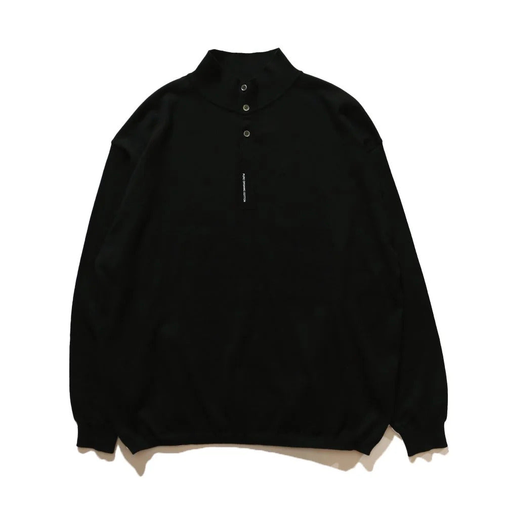 SALE/セール THE NERDYS / ザ ナーディーズ Organic Cotton Stand collar L/S Polo Shirt スタンドポロシャツ ロングスリーブ