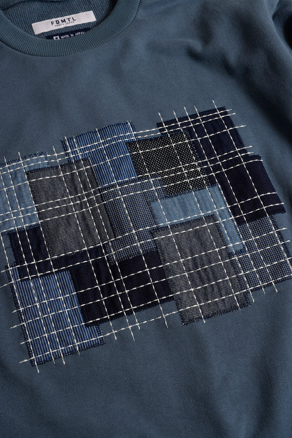 FDMTL ファンダメンタル BORO EMBROIDERED SWEAT SHIRT (NAVY)