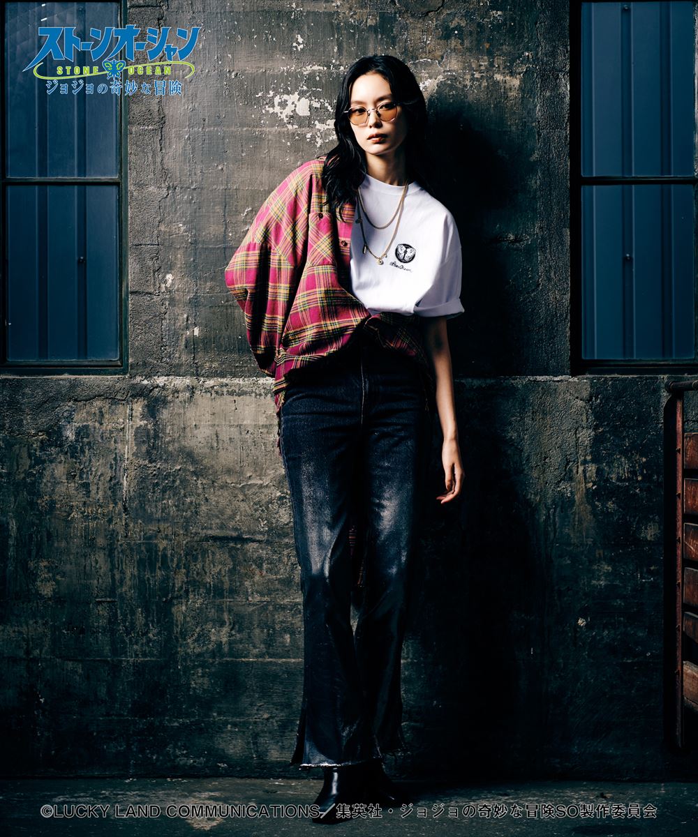ジョジョの奇妙な冒険 ストーンオーシャン 2 tone Jolyne T-shirts / ツートン徐倫 Tシャツ JOJO glamb グラム