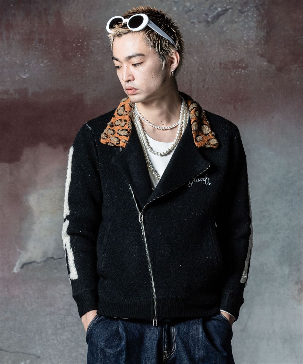 glamb グラム Knit Riders Jacket ニットライダースジャケット